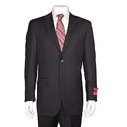 Mantoni Mens 2 button Dark Brown Striped Suit  Overstock