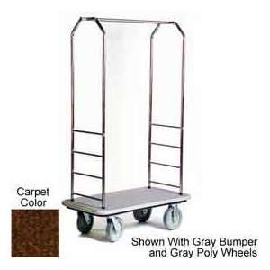 Easy Mover Bellman Cart Stainless Steel, Brown Carpet, Black Bumper, 8 