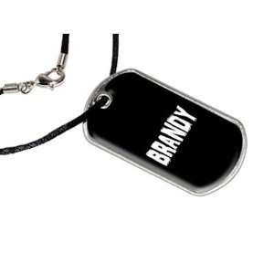  Brandy   Name Military Dog Tag Black Satin Cord Necklace 