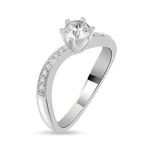  0.58 Ct Round Diamond Engagement Ring 14k White Gold 