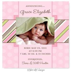 Take Note Designs Digital Photo Birth Announcements   Grace Elizabeth