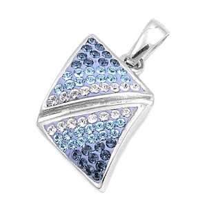   Mixed Aquamarine CZ & Blue Topaz CZ Double Triangle Pendant Jewelry