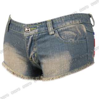 American Fever Celeb Flag Sporty Hot Pants Angled Denim Jean Shorts 