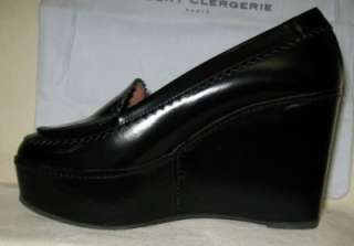 ROBERT CLERGERIE UrsuleBlack Platform Wedge Loafer Shoes Sz 37/7 US 