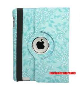   Embossed Flower Smart Cover Stand Case for New iPad 2 3 iPad3 iPad2