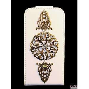 Bling, Crystal, iPhone 4 & 4S Flip Faux Leather Case, Handmade with 