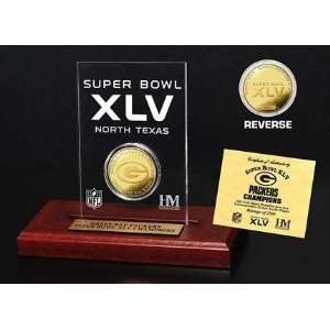 Green Bay Packers Super Bowl XLV Champions 24KT Gold Coin in an Etched 