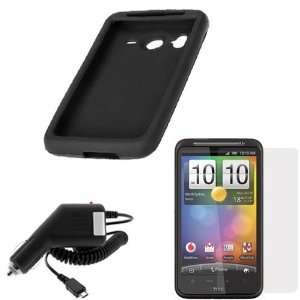  GTMax LCD Screen Protector+Car Charger+Black Silicone Skin 