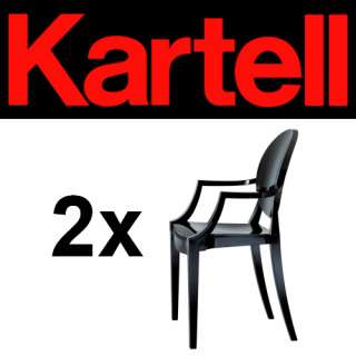 2x Kartell Louis Ghost chair by Starck black NEW  