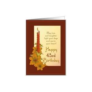  Happy 43rd Birthday Tiger Lily Candle Card: Toys & Games