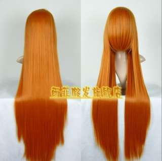 New Long Orange gold Cosplay Straight Wig 100cm  