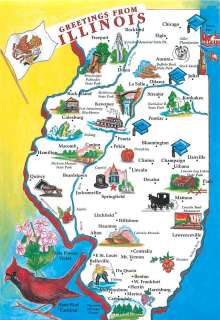Illinois State and Highway Map • Postcard  