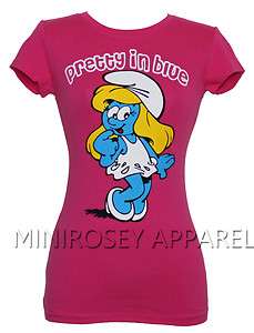 Smurfs Smurfette Shirt Cute Pink Womens JR Style Fitted  