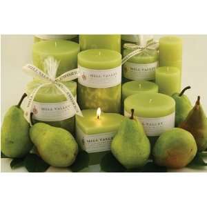 Mill Valley Candleworks   Handcrafted Pillar Candle   Green Pear Scent
