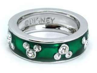 Disney Clear Crystal 6 Mickey Mouse Enamel Green Ring  