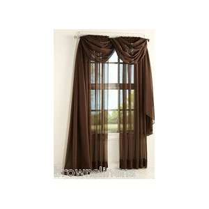    BROWN 60 WIDE x 216 LONG SHEER WINDOW SCARF: Home & Kitchen