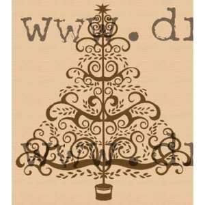  Christmas tree rubber stamp scroll kind Wood Mounted Arts 