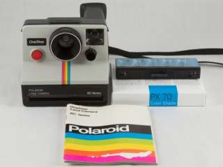 Polaroid OneStep BC Series SX70 White Rainbow Stripe Instant Camera 