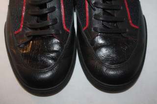 GUCCI Mens Leather Sneakers Black 6.5 G 7 US Shoes 2012  
