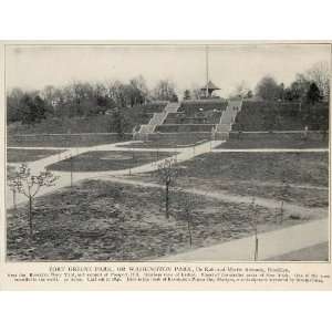  1903 Fort Greene Park Washington Brooklyn NYC B/W Print 