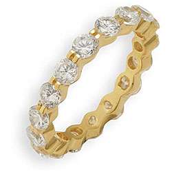 14k Yellow Gold Overlay CZ Stackable Eternity Band  