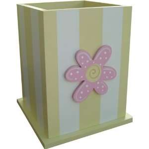  Yellow Waste Basket with Sherbert Pink Daisy