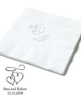 100 Double Hearts Personalized Luncheon Wedding Napkins  