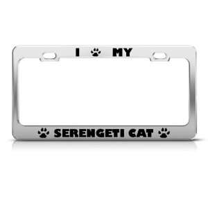 Serengeti Cat Chrome Animal Metal License Plate Frame Tag Holder