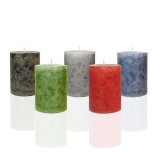  Set of 24 Mottled Pillar Candle 3 X 4, Green   Green Tea 