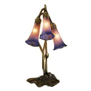  16H Pink/Blue Pond Lily 3 Light Accent Lamp