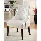 Coaster White vinyl accent chair with scoop back design and button 