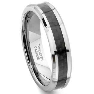 Titanium Kay Tungsten Carbide 6MM Carbon Fiber Inlay Wedding Band Ring 