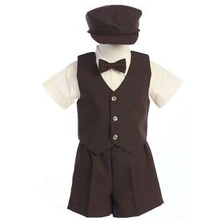 Lito Toddler Boys Brown Vest Shorts Easter Ring Bearer Suit 2T at 
