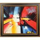 Hokku Designs Red Blue Yellow Hand Painted Oil Canvas Art with Frame