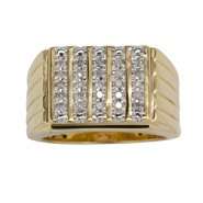 Mens 1/4cttw Diamond Ring 18k Gold over Sterling Silver 