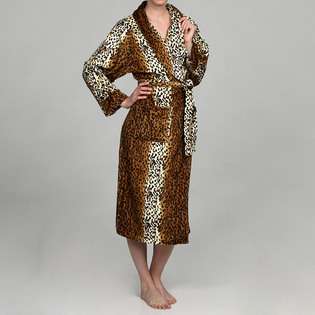 Womens Cheetah Print Microluxe Bath Robe 