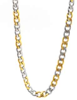 Stainless Steel Men Gold Silver Tone Cuban Pendant Necklace Chain Free 
