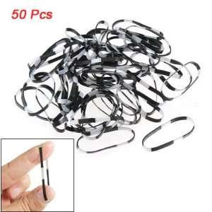   50 Pcs Black Gray Rubber Hair Band for Ponytail Braid Beauty