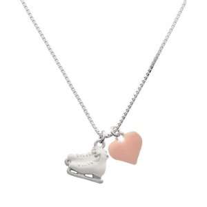  White Ice Skates and Pink Heart Charm Necklace: Jewelry