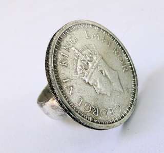 ethnic OLD SILVER british INDIAN COIN RING  