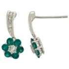 Lab Created Emerald and Sapphire Earrings in Sterling Silver