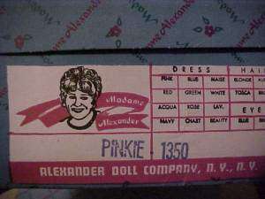 Madame Alexander Doll Pinkie 1350 Orig. Box  