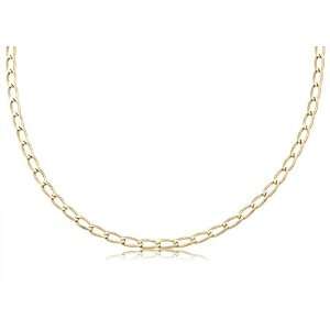   Gold Oval Curb Link Chain / Necklace 4mm Wide 26 inch Long: Jewelry