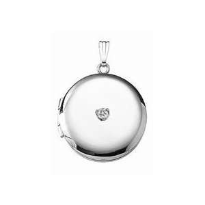   Sterling Silver Cremation And Hair Locket W/ Diamond Center Jewelry