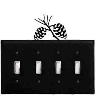 Village Wrought Iron Inc Pinecone   Quad. Switch Electric Cover 