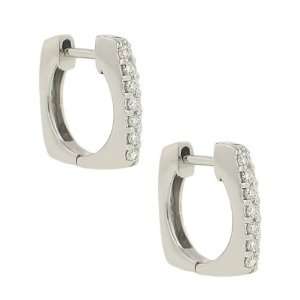    Square Pave Diamond Hinged Hoop Earrings Diamond .20ct: Jewelry