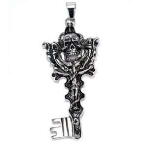   Stainless Steel Biker Key Pendant With Skull (Chain Not Included