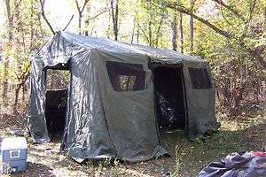  BASE X TENT 203 ARMY SURPLUS CANVAS 210 SQUARE FEET VERY GOOD CON