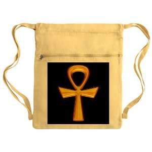   Bag Sack Pack Yellow Egyptian Gold Ankh Black 