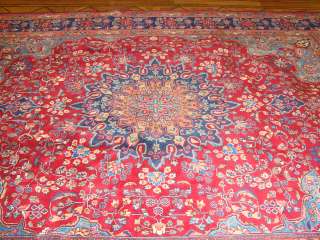 12 8 Red Blue Old Semi Antique Hand Made Persian Tabriz 